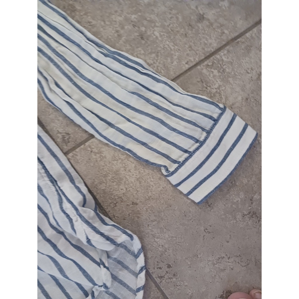 Lucky Brand Womens XL Blue White Striped Button Down Long Sleeve Shirt Top - Picture 4 of 5